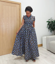 Ankara Maxi Dress, African print long dress, red maxi dress - wedding guest dress