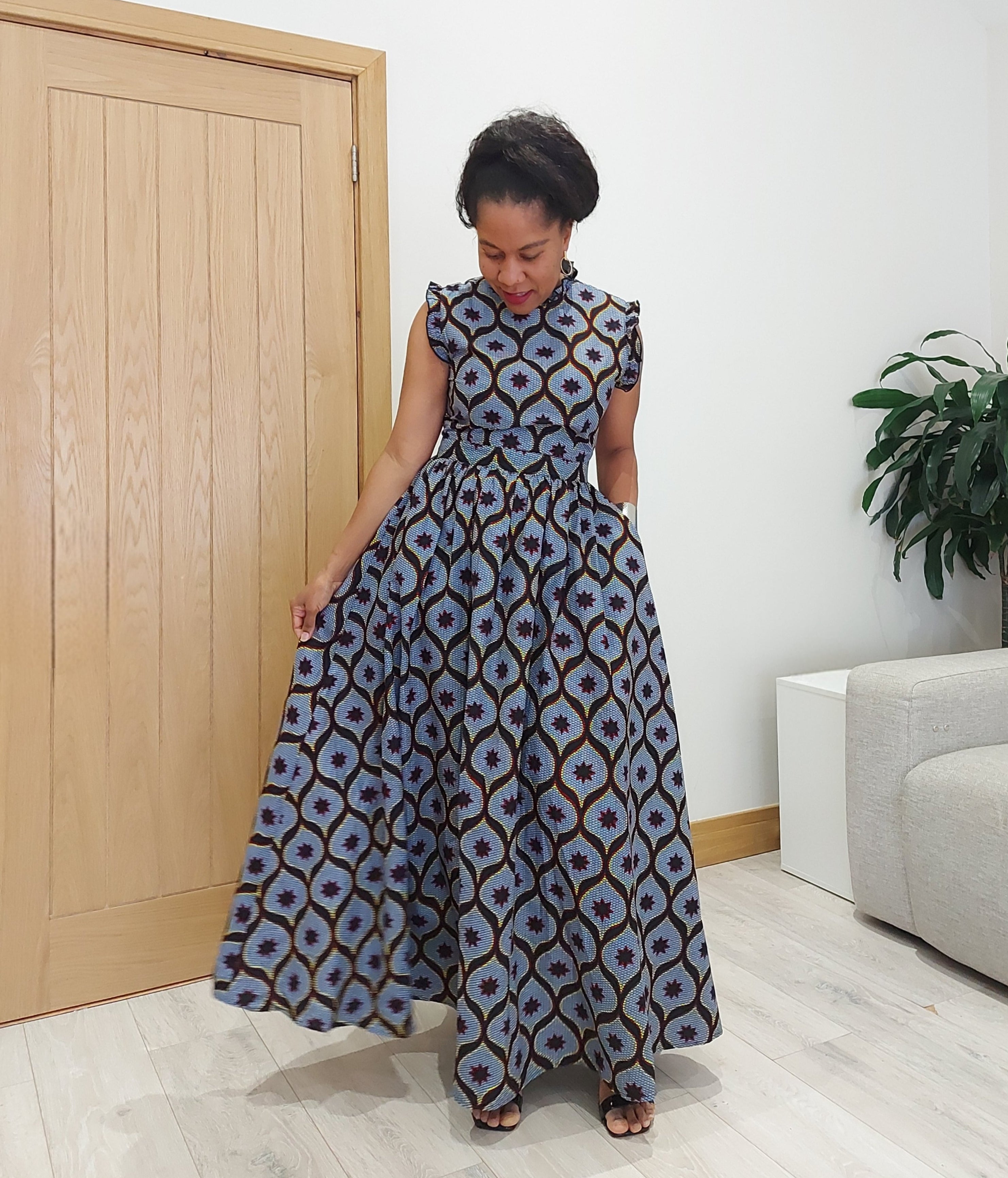 Ankara Maxi Dress, African print long dress, red maxi dress - wedding guest dress