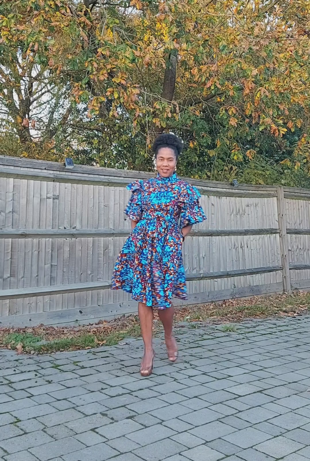Load video: Frill Sleeves Dress Ankara dress