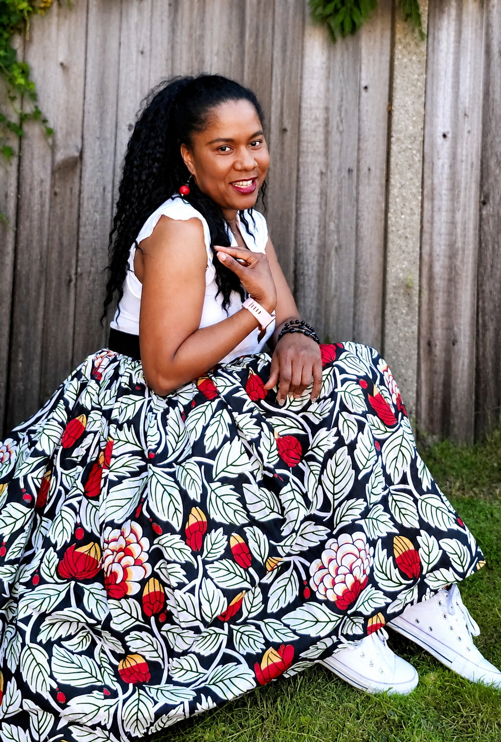 Solange African Print Midi Skirt – High Waist Ankara Flared Skirt with Pockets | MADE INSIDE