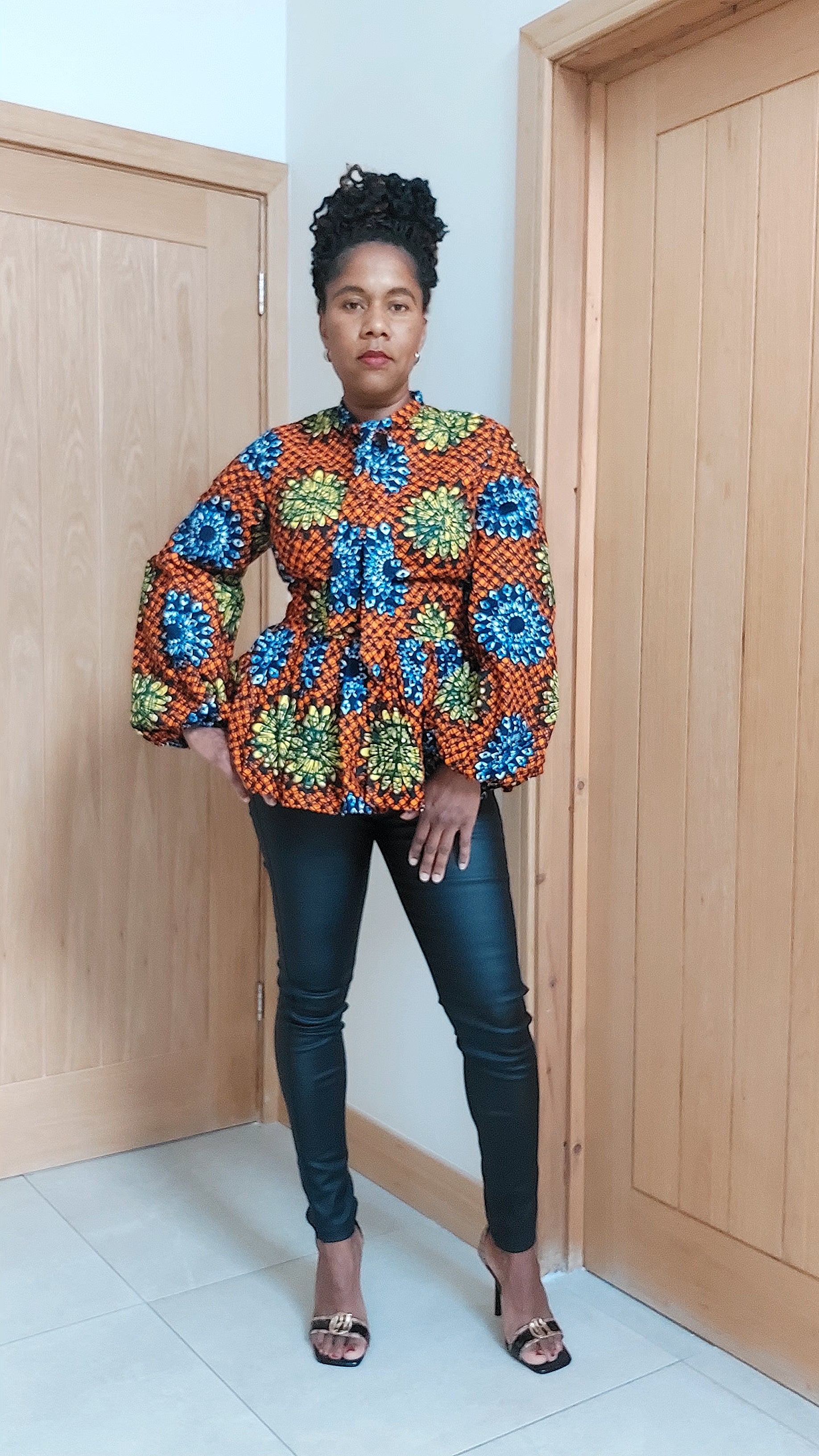 Ankara Bowtie Peplum Blouse