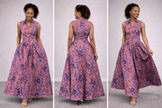 Pink African Print Maxi Dress - wedding dress - summer events dress