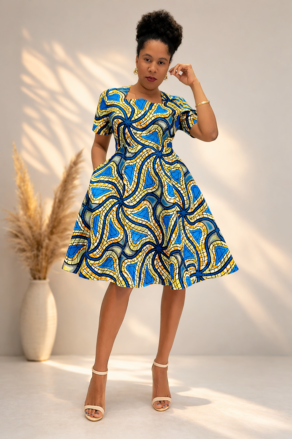 Azura Ankara Fit & Flare Dress