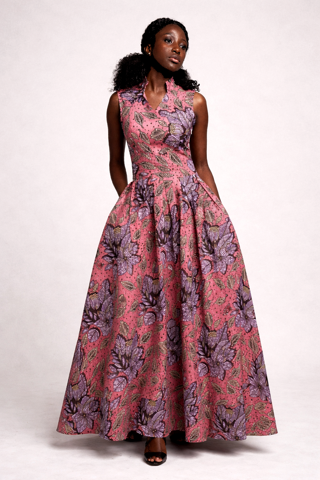 Luna Dress – Vibrant Pink African Print Maxi Dress