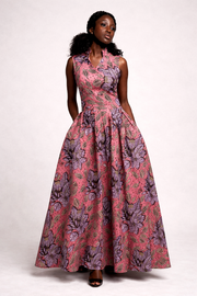 Luna Dress – Vibrant Pink African Print Maxi Dress