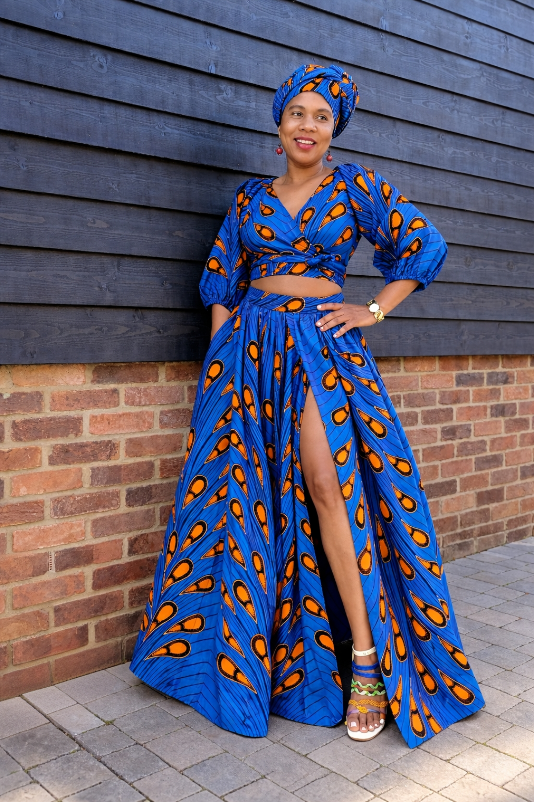 The Sovereign Set – Ankara Two-Piece Maxi Skirt Set - Blue