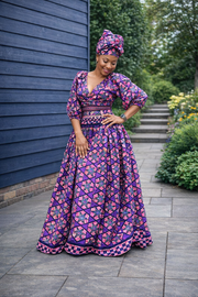 The Rubane Set – Ankara Two-Piece Maxi Skirt Set - Blue