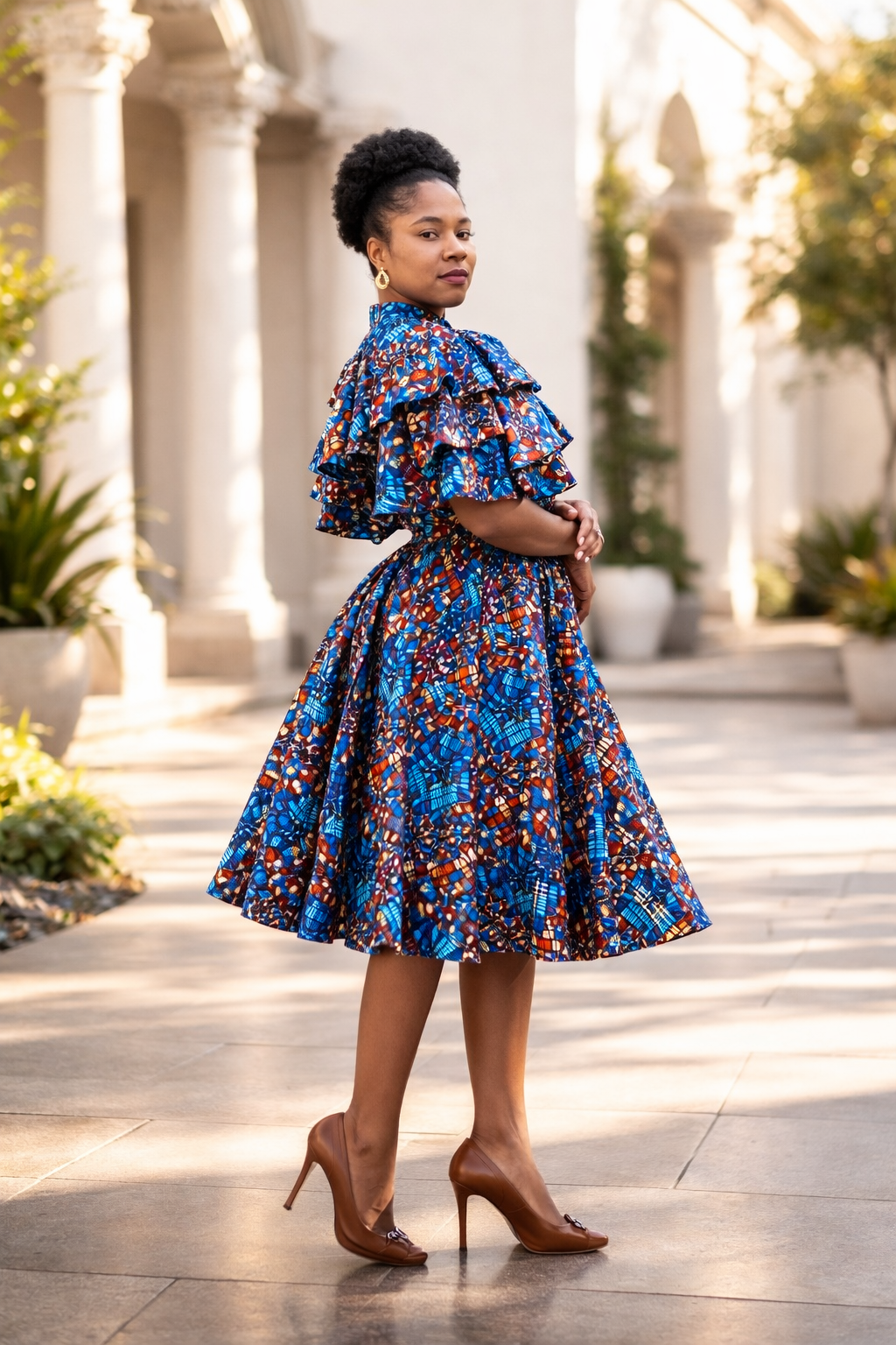 Frill Sleeves Dress Ankara dress/MADE INSIDE
