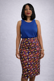 African Print Pencil Skirt – Ankara Midi Skirt with Slit