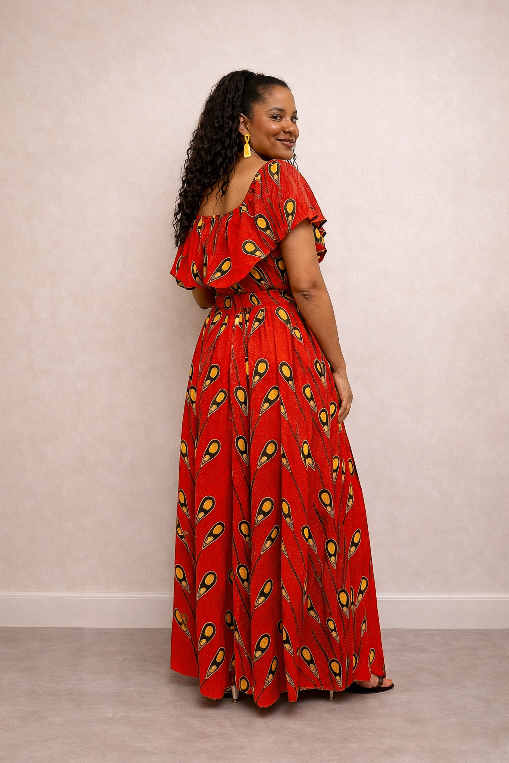 African Print Two-Piece Skirt Set – Off-Shoulder Ankara Crop Top & Maxi Skirt