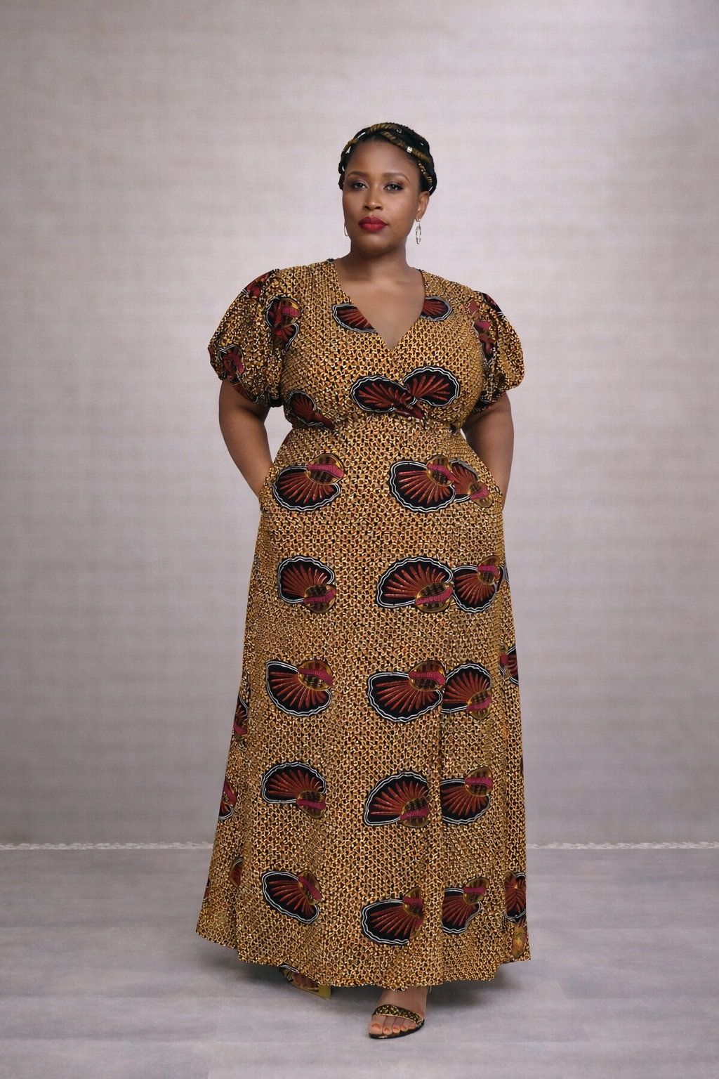 brown african dress Ankara Brown African print dress