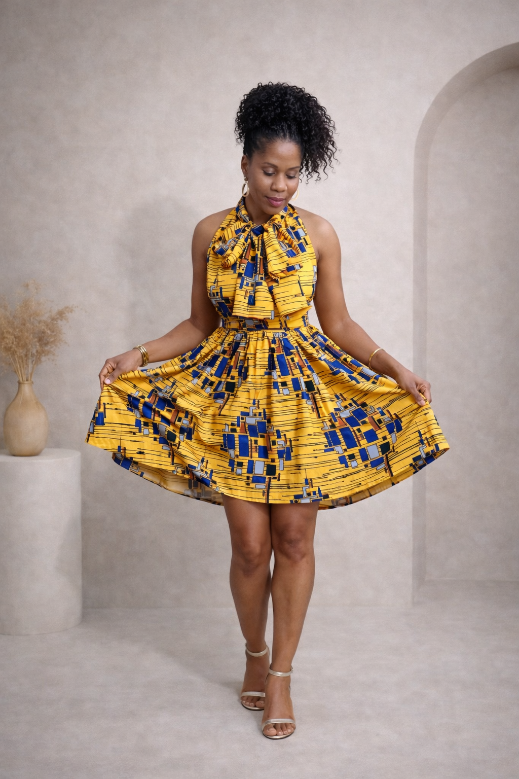 African Print Infinity Dress – Ankara Halter Mini Dress