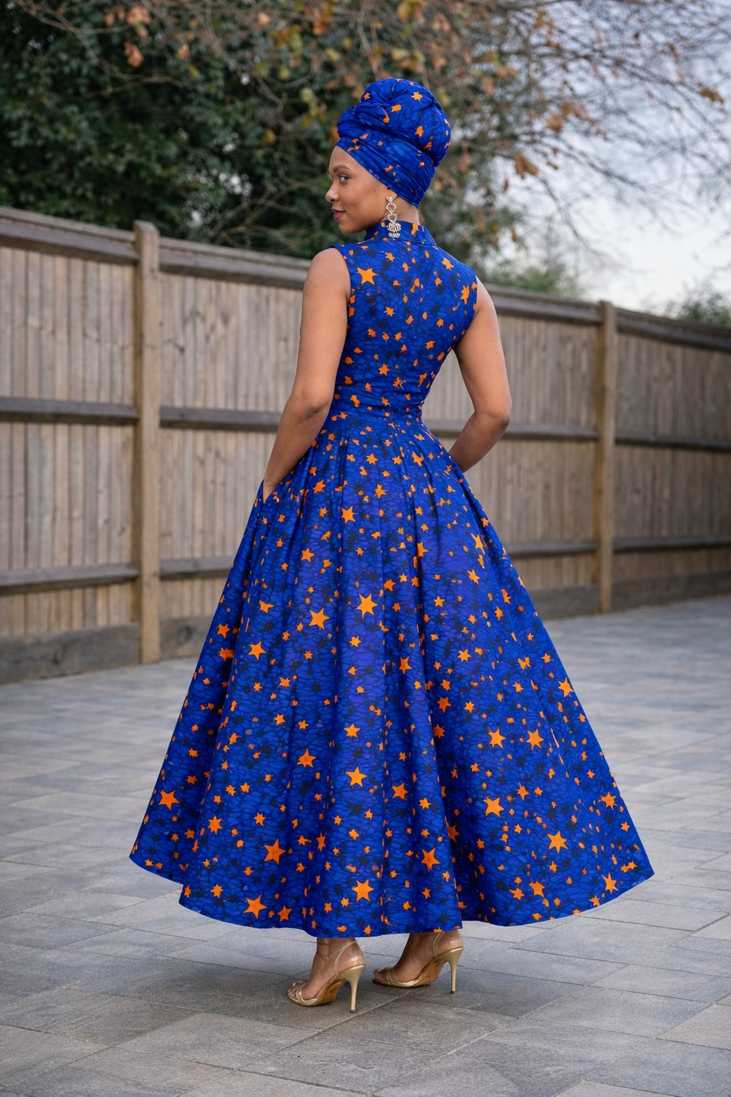 Luna Dress – Deep Navy African Print Maxi Dress