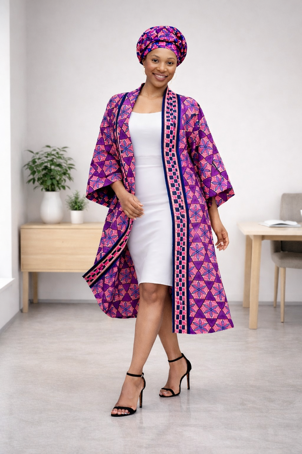 Bolama Pink: African print Ankara Kimono: African clothing for women