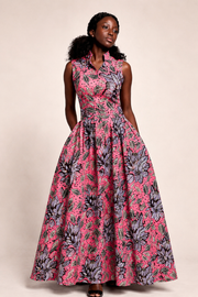 Pink African Print Maxi Dress - wedding dress - summer events dress