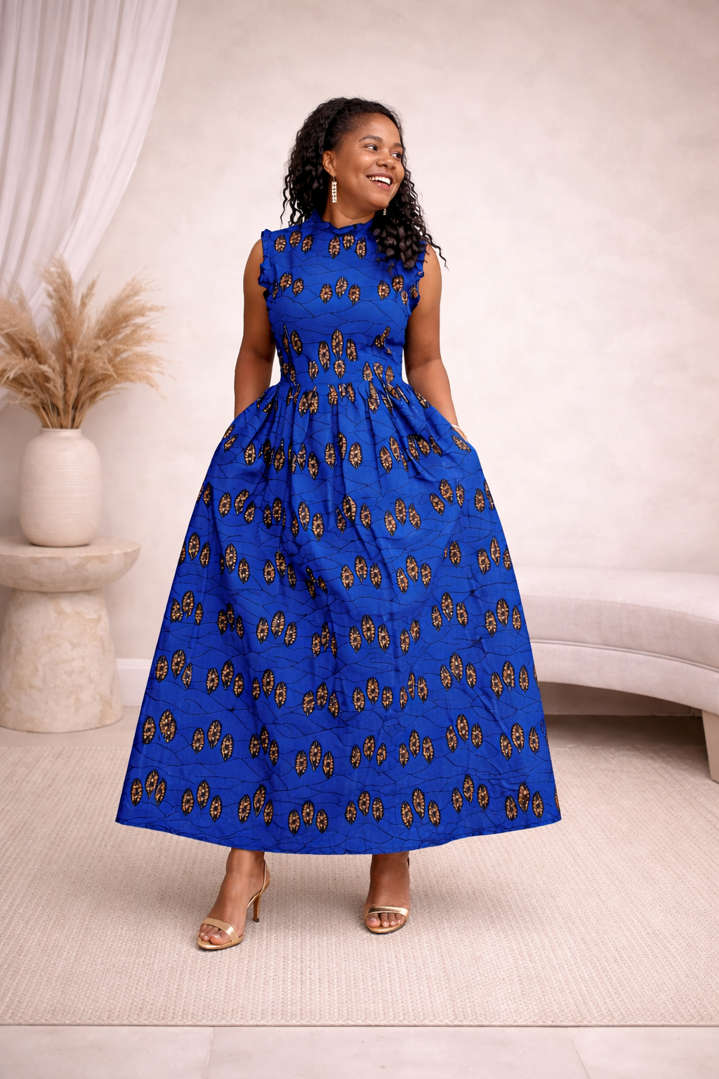 Blue african print dress. Maxi Dress/MADE INSIDE