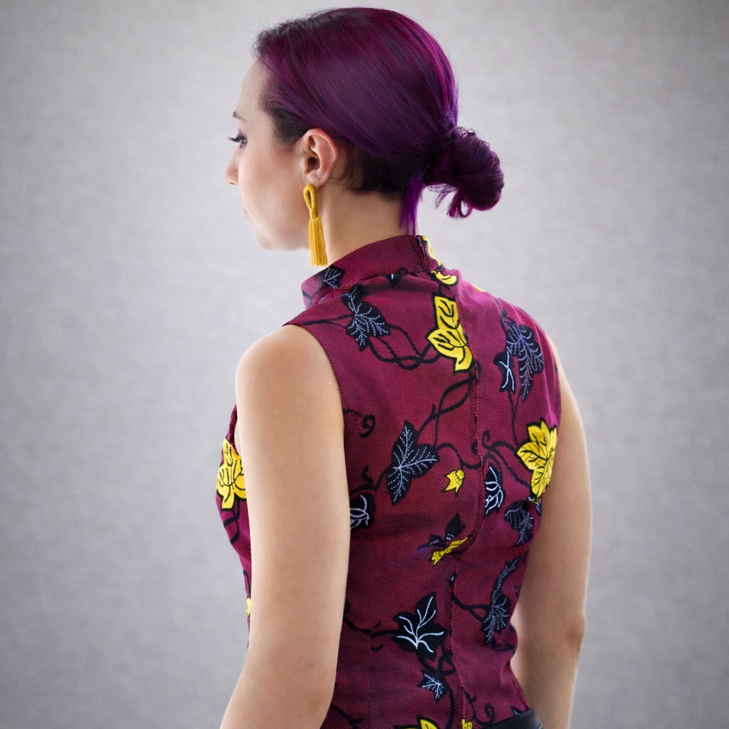 African Print Peplum Blouse: Ankara Sleeveless Turtleneck Top