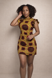 Açucena Mini Dress – Ankara Ruffle Sleeve Mini Dress by MADE INSIDE