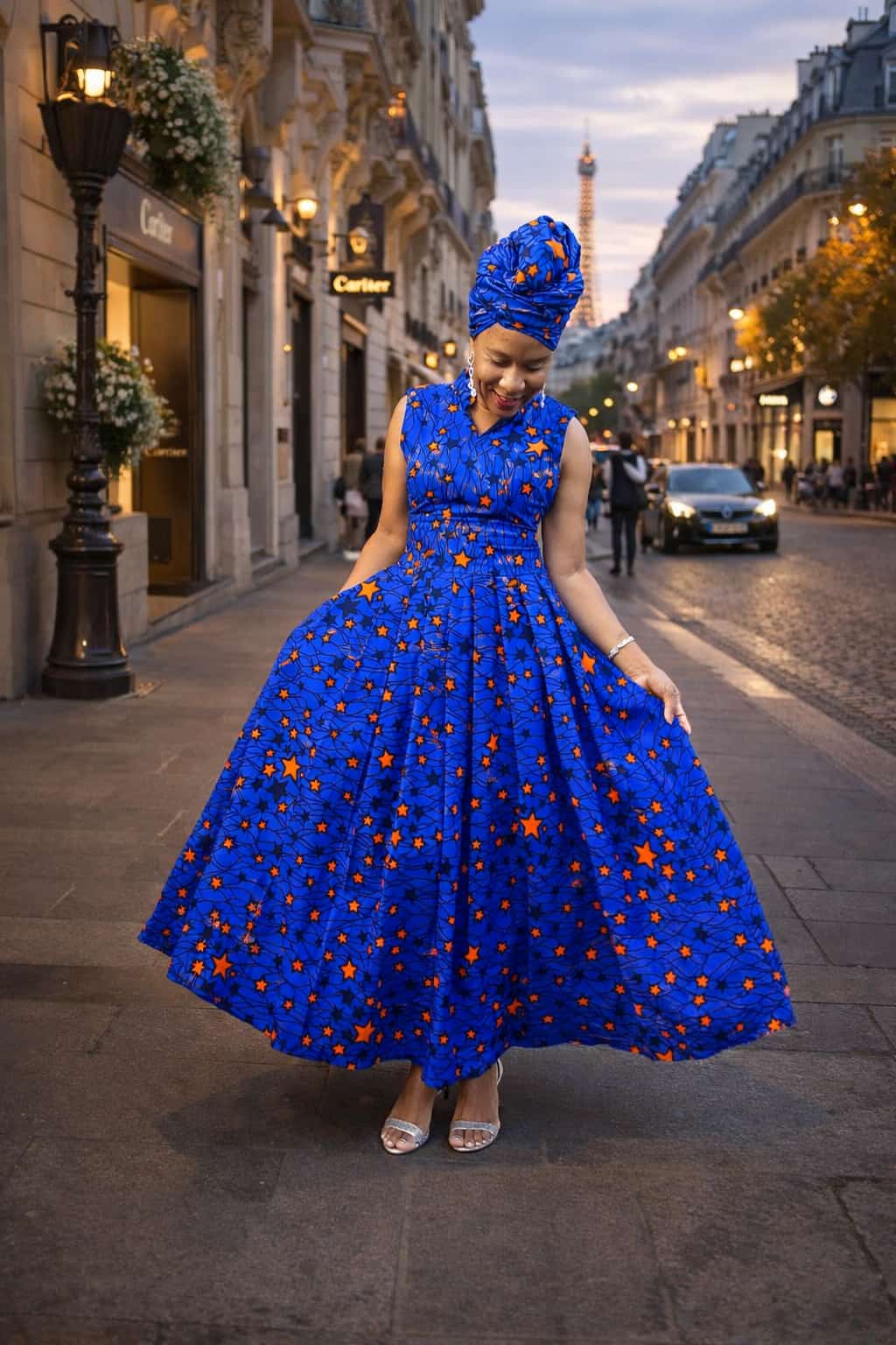 Luna Dress – Deep Navy African Print Maxi Dress