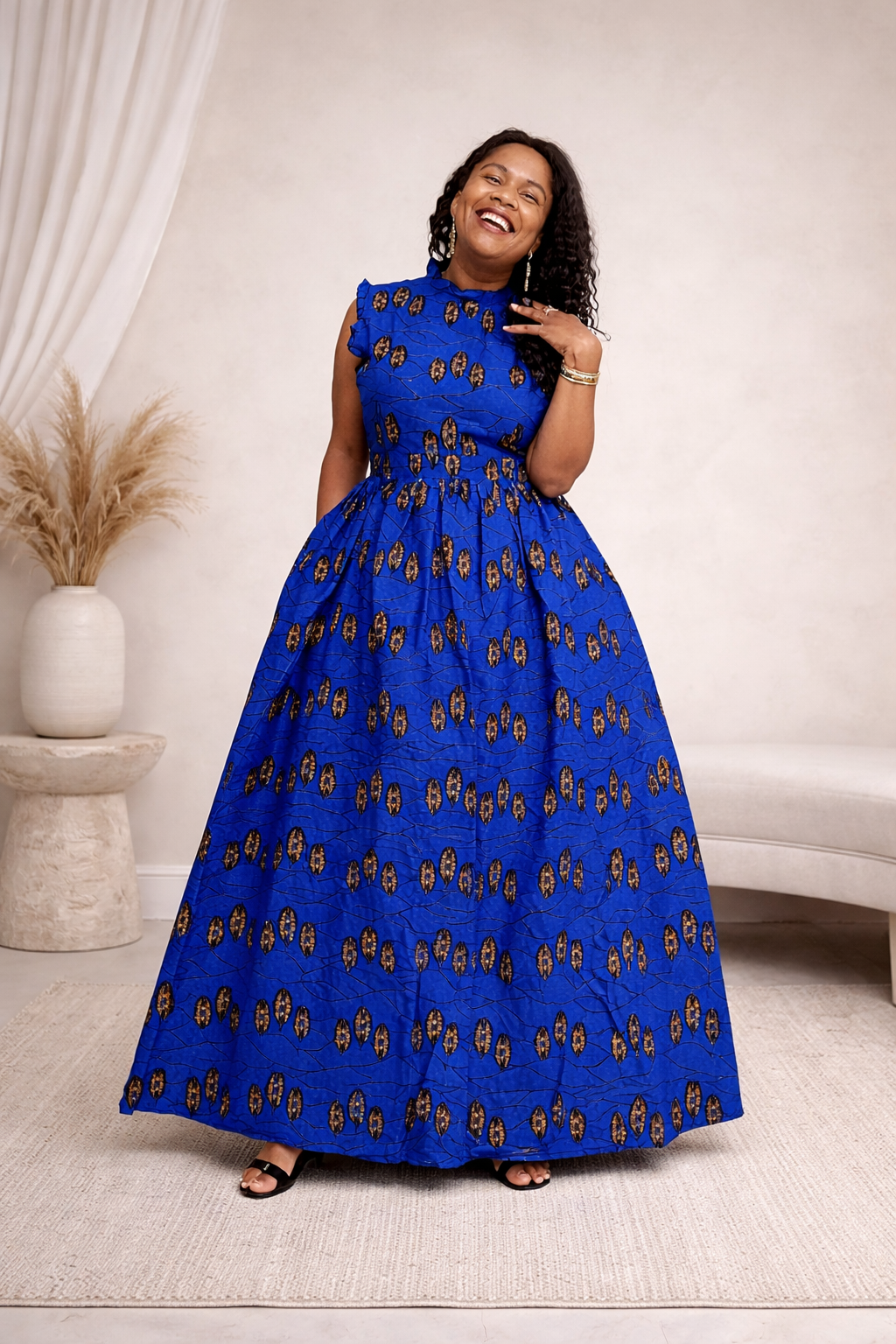 Blue african print dress. Maxi Dress/MADE INSIDE