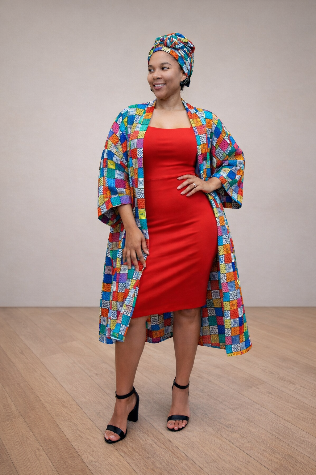 Bolama Multicolour: African Print Ankara Kimono, African clothing for women